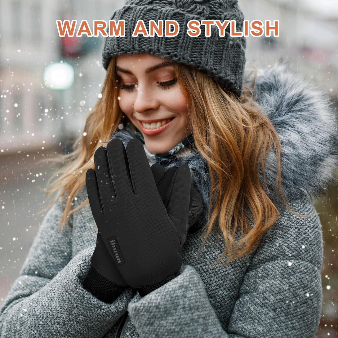 Ihuan Winter Waterproof Gloves for Men Women Snow Ski - Cold Weather for Running Cycling, Warm Thermal Touchscreen Finger