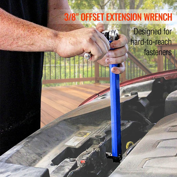 Impact Ready Offset Extension Wrench, Tight Reach Extension Wrench Set, with 1/2", 1/4" and 3/8" Square Drive Adapters, Universal Extensions