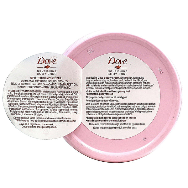 Dove Nourishing Body Care, Face, Hand, and Body Beauty Cream for Normal to Dry Skin Lotion for Women with 24-Hour Moisturization, 4-Pack, 2.53 Oz