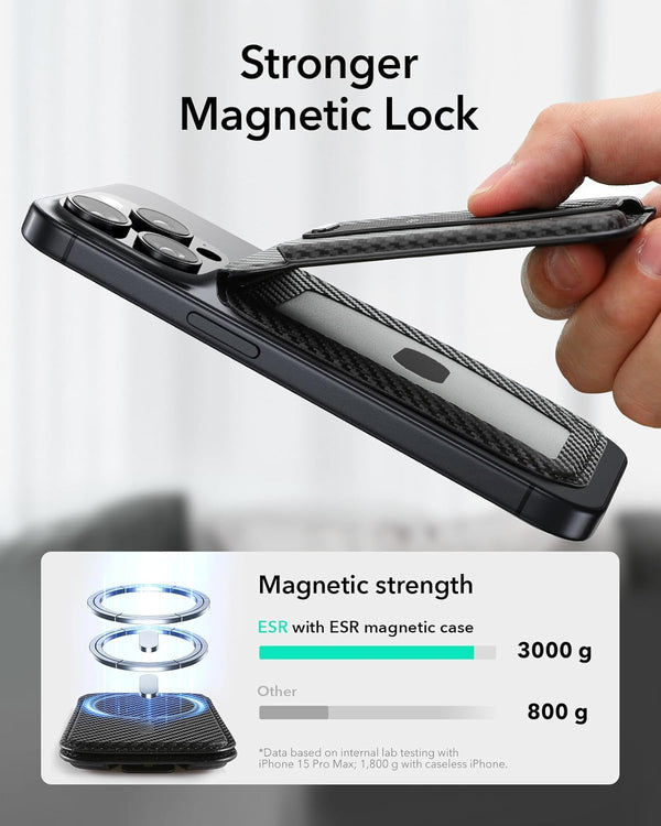 ESR Upgraded for Magsafe Wallet, 5 Card Holder with Adjustable Stand, Secure Grip Finger Loop, Magnetic Wallet for Iphone 16/15/14/13/12, Not for