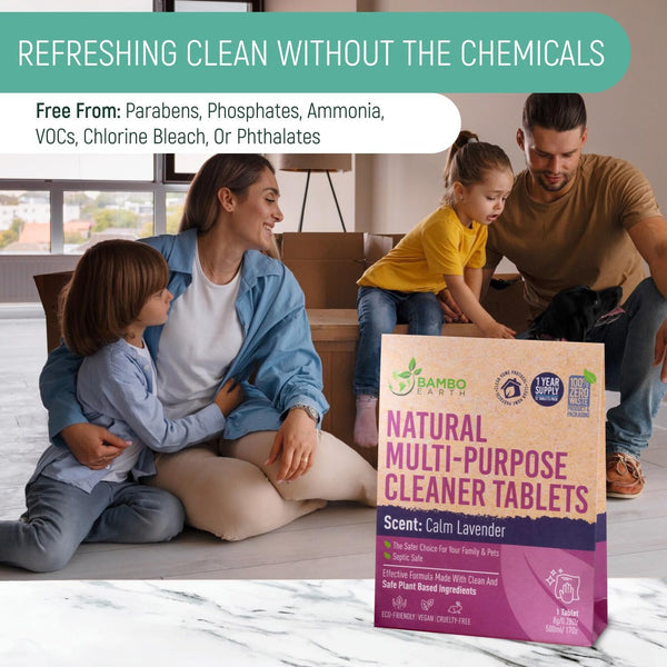 12 Pack Natural Multi-Purpose Cleaner - All Surface Multipurpose Cleaning Tablets Refill - Eco-Friendly Product & Cleaning Supplies - 1 Tablet =
