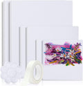 Canvases for Painting, 40x30, 30x20, 20x15, 8 Set Stretched White Canvas with Petal Paint Tray Palettes & Tape, Artist Canvases Frame Board