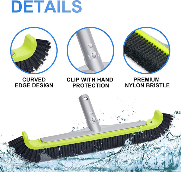 17.5-Inch Curved Pro Pool Brush Head for All Pool Surfaces 17.5" Curved Pro