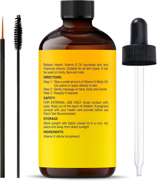 Botanic Hearth Vitamin E Oil 2 Fl Oz |100% Pure and Natural- Cold Pressed & Hexane Free Natural Hair Growth Oil for Eyelashes, Eyebrows, Skin,