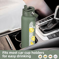 32 Oz Glass Water Bottle with 2 Lids-Handle Straw Lid & Bamboo Lid,1 Liter Motivataional Tumbler Water Bottle Time Marker, Borosilicate Glass