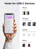 Slim Portable Charger 10000Mah, Travel Power Bank with Built-In USB-C Cable & LED Display, 22.5W Fast Charging Battery Pack Compatible with Iphone