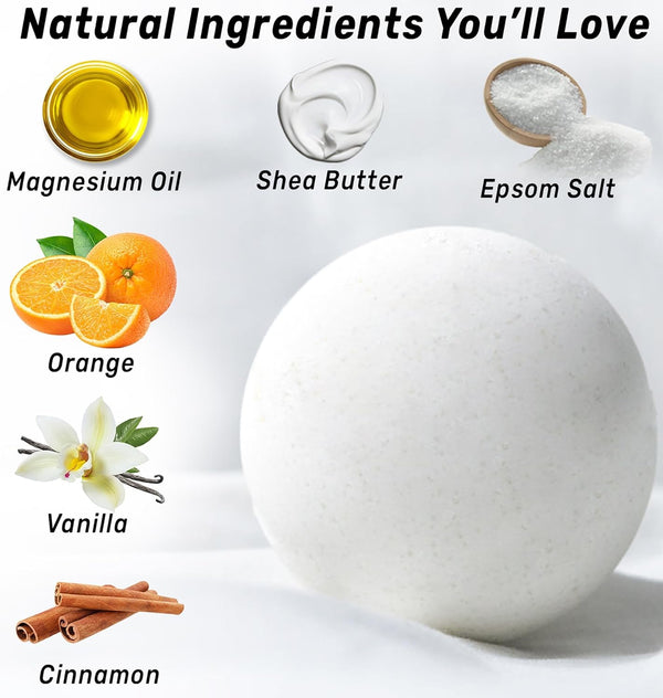 Magnesium Bath Bombs Post Workout Recovery Sore Muscles Tension Epsom Salt Luxury Bubble Bath Spa Essential Oil Infused Bath Bombs Vanilla