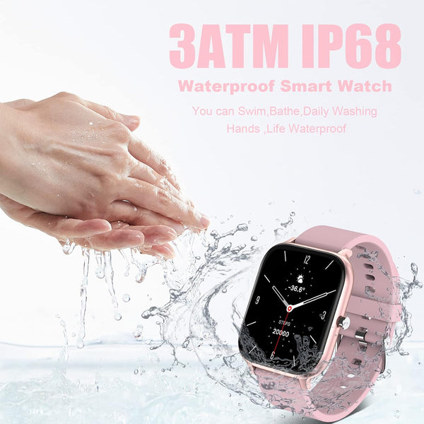 Smart Watch for Men Women Compatible with iPhone Samsung Android Phone 1.69 inch Full Touch Screen IP68 Waterproof Bluetooh Fitness Tracker Heart