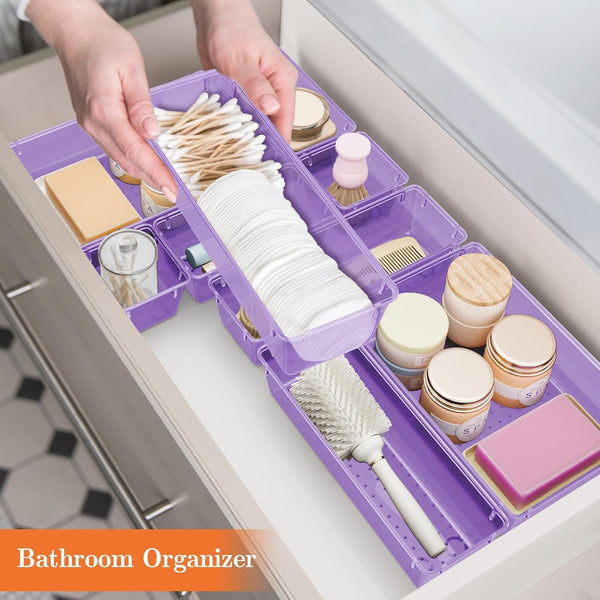 SpaceHacks 25 PCS Plastic Drawer Organizer Set, 4-Size Versatile Organizer Trays & storage Bins for Makeup, Jewelry, and Gadgets in Bathroom,