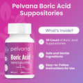 Pelvana Boric Acid Suppositories for Women 30 Count for Vaginal Odor - Third-Party Lab Verified & Bottled in the USA