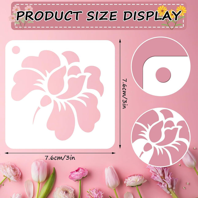 JULMELON Flower Stencils for Wood, 20Pcs Sunflower Painting Stencil Reusable Stencils DIY for Wall Floor Decor Rock Dot 