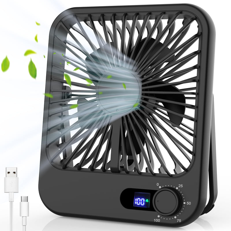 Portable Travel Fan for Sleeping, 6.8" Small Desk Fan Quiet Black