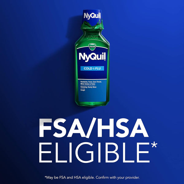 Vick NyQuil Cough Cold and Flu Nighttime Relief, Original Liquid, 2x12 Fl Oz 12 Fl Oz (Pack of 2)