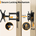 Perlegear Lockable RV TV Mount for 13–43 inch TVs up to 44 lbs, Full Motion RV TV Wall Mount with Swivel, Tilt, Pull Cord Lock, RV TV Mount for