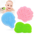 Baby Bath Sponge, Natural Cute Shapes Soft Shower Sponges for Bathing, Bathtub Foam for Infants and Toddler, 3pcs : Blue Dolphin, Pink Shell,