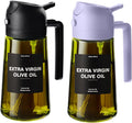CXINYI - 16Oz/470Ml Olive Oil Dispenser for Kitchen with Stickers - 2 in 1 Olive Oil Sprayer for Cooking, Air Fryer, and Salad, Black&Purple