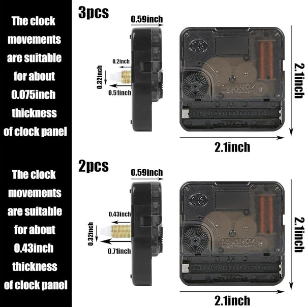 5pcs High Torque Quartz Clock Movement Mechanism Replacement Clock Kit with 12 Different Pairs of Hands Clock for DIY Handicrafts Repair Clock