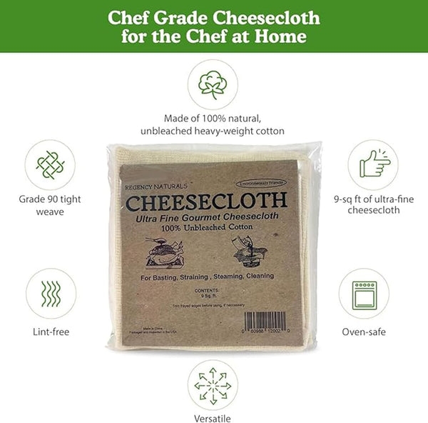 Regency Wraps 100% Cotton Ultra Fine Cheese Cloth, 4 pcs, 36sq.ft Total 9 sq ft (Pack of 4)