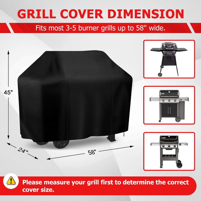 Grill Cover 58 Inch, Icover Waterproof BBQ Gas Grill Cover, Polyester Easy On/Of