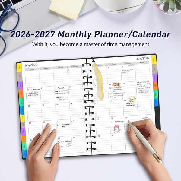Daily Planner 2025-2026(July 2025 - December 2026) - 18 Month Planner with Tabs, Calendar Yearly Monthly Weekly Spiral Time Management, Flexible
