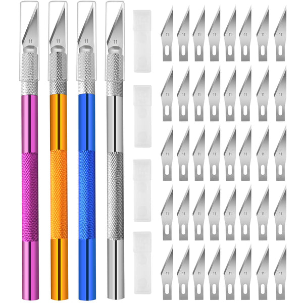 4PCS Exacto Knife, Hobby Knife Craft Knifes with 40PCS Spare Exacto Knife Blades(1), Profession Exacto Knives Precision Knife for Crafting,