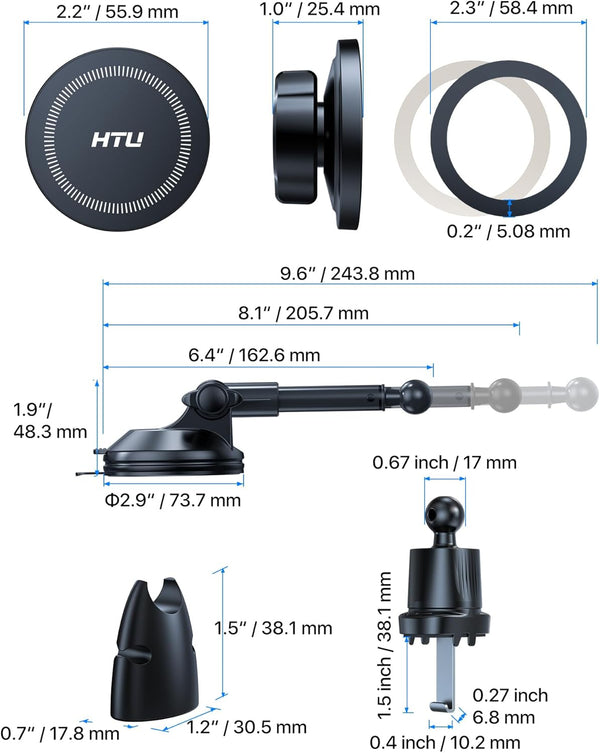 2025 Upgraded for Magsafe Car Mount [80LBS Strongest Suction & Military-Grade] Powerful Magnetic Cell Phone Holder for Car Dashboard Windshield