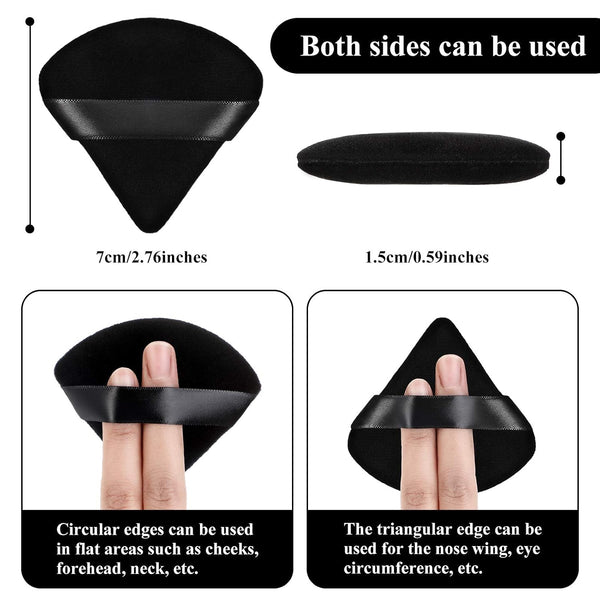 Maitys 12 Pcs Powder Puff Triangle,2.83 Inch,Black Black 2.83 Inch