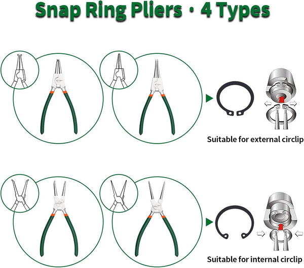 SPEEDWOX Circlip Pliers 9-Inch, Tip Diameter 0.09 Inch, Snap Ring Pliers External, Heavy Duty Retaining Ring Pliers, Straight Jaws for Ring