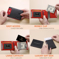RUNBOX Slim Money Clip Wallets for Men RFID Blocking 11 Card Holder Minimalist Small Leather Bifold Men's Front Pocket Wallet Gift Box Carbon