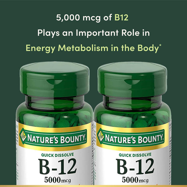 Nature's Bounty Vitamin B12, Quick Dissolve Vitamin Supplement, 40 Tablets Unflavored 40 Count (Pack of 2)