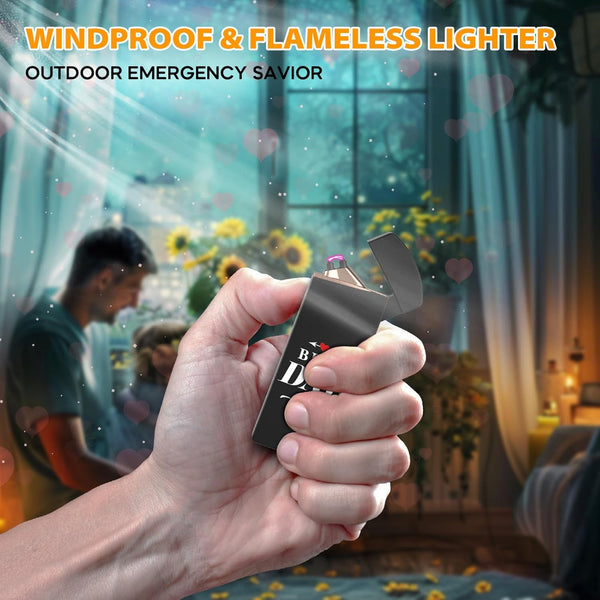 Coquimbo Fathers Day Dad Gifts from Daughter for Men: Electric Lighter Mens Birthday Gifts, Rechargeable Windproof Flameless Dual Arc Plasma