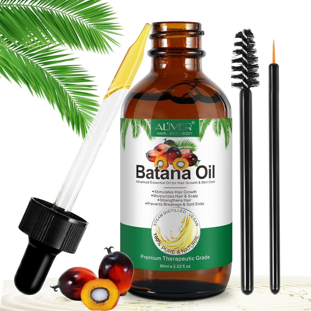 Batana Oil for Hair Growth, Pure Organic Natural and Cold Pressed Hair Oil for Hydrating & Repairing Dry, Damaged Hair Skin Care, Face, Body