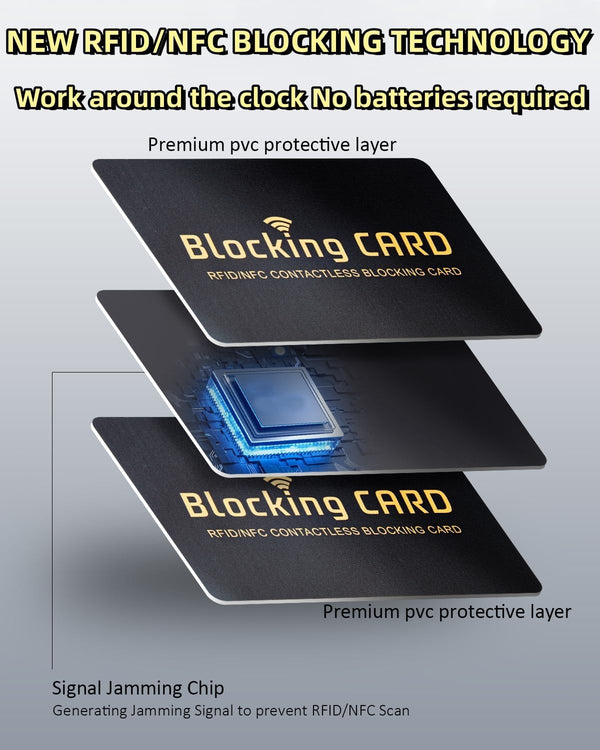 Aigee RFID Blocking Cards 6 Pack, Contactless NFC Debit Credit Card Passport Protector, One Card Protects Entire Wallet for Men and Women, New