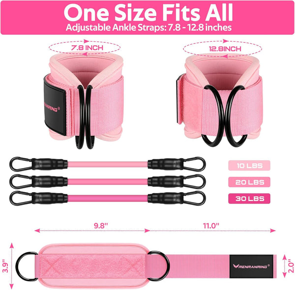 Ankle Resistance Bands with Cuffs, Ankle Bands for Working Out, Ankle Resistance Band for Legs and Glutes Workout Equipment, Butt Exercise