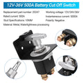 500A High Current 12V-36V Battery Cut Off Switch with Lock-Out Plate, Replace 20247, Waterproof Master Battery Disconnect Switch Fixed Handle