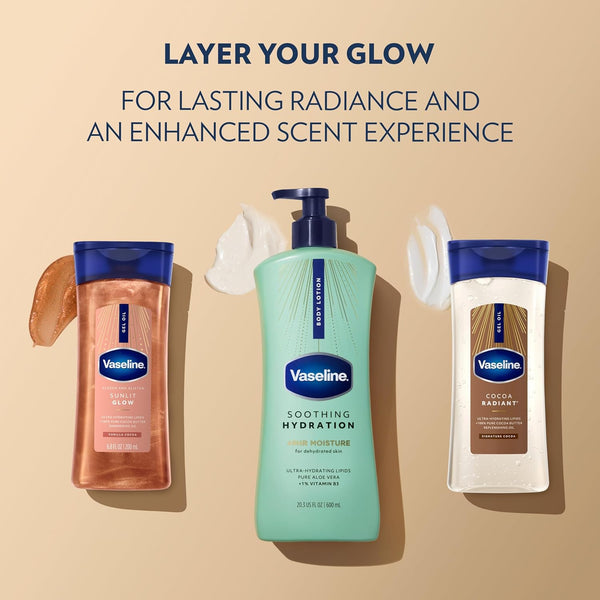 Vaseline Intensive Care Body Lotion Soothing Hydration for Dry Skin with Ultra-Hydrating Lipids + 1% Aloe Vera Extract to Refresh Dehydrated Skin