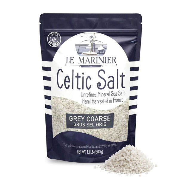 Le Marinier Celtic Salt Organic Grey Coarse, 1.1lb - 18oz. Mineral Rich 100% Natural and Unrefined French Sea Salt Organic. Hand Harvested Mineral