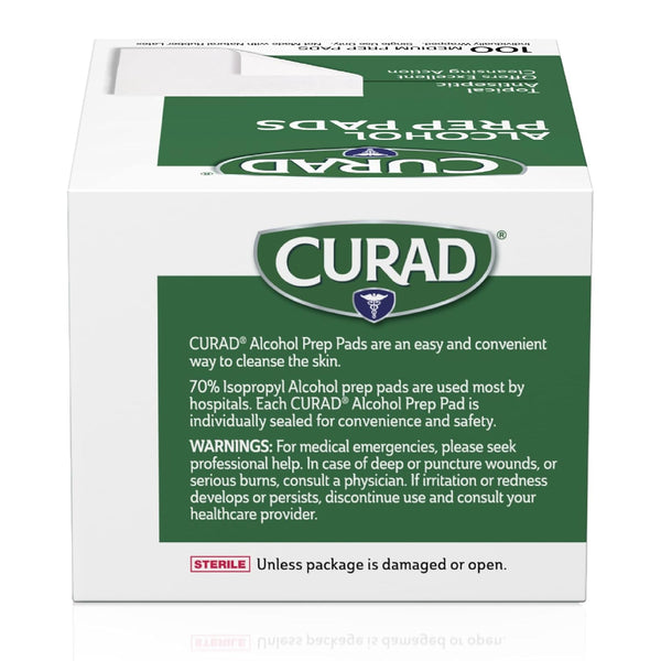 CURAD Alcohol Prep Pads (Pack of 4 Boxes) | 400 Pieces of Medium Isopropyl Alcohol Wipes Individually Wrapped | First Aid Alcohol Swabs for Cuts &