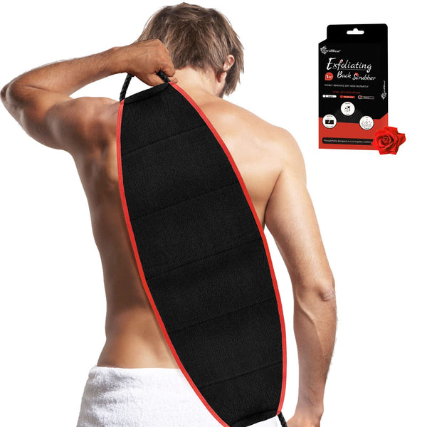 Evridwear Exfoliating Body Scrubber with Handles Back Washer Back Scrubber for Shower Bath Dry Skin Whole Body Deep Clean Men Women(Moderate) Red