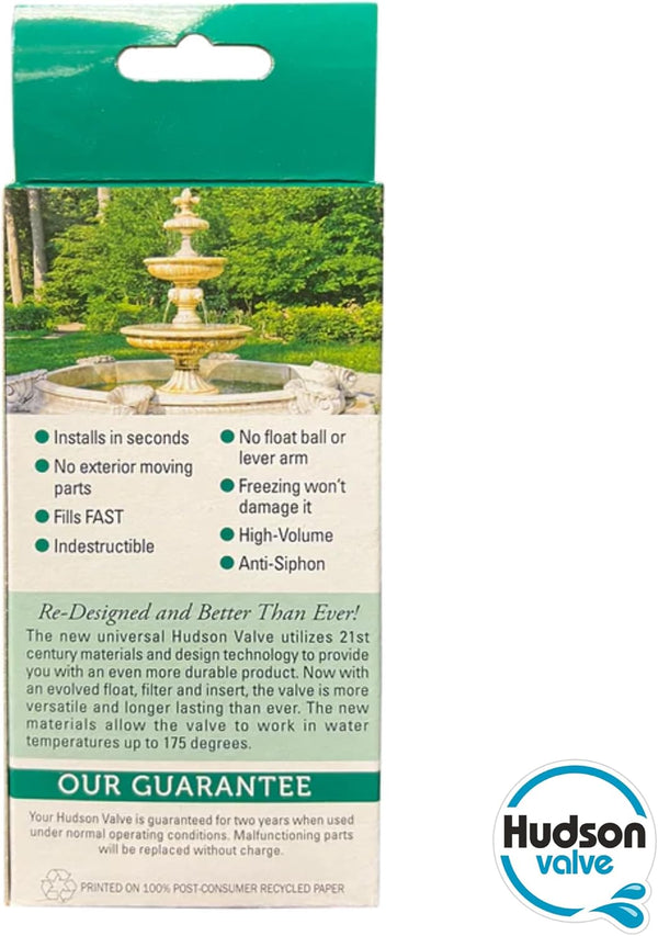 Hudson Valve 1/2" Self-Contained Automatic Water Float Valve VSG | Use for Pond Auto Fill, Livestock Tanks, Fountains, Troughs, Swimming Pools and