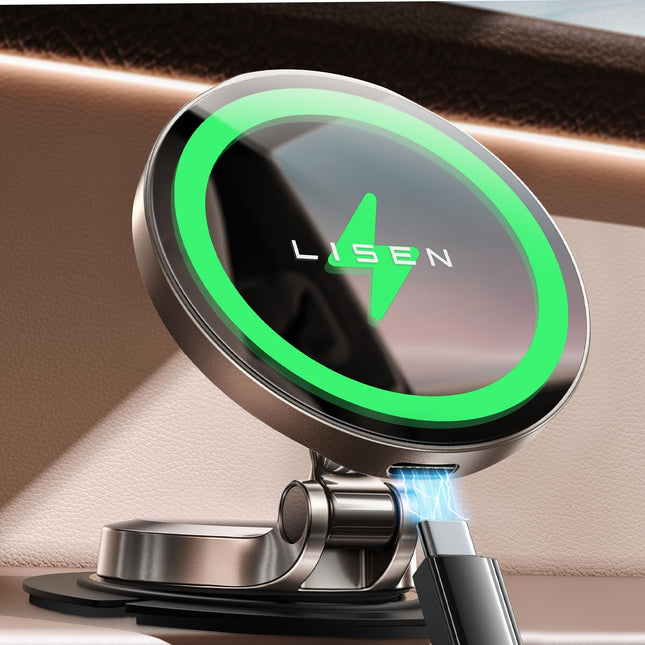 LISEN for Magsafe Car Mount Charger, 15W Fast Charging Magnetic Wireless Car Charger [Mini & Metal], 2025 Ultra Magnetic