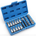 34-Piece 3/8'' Drive Torx Star Bit sockets CR-V E-Socket Set, E4-20, T10-60, Tamper Proof Set TT10-TT55, 5/16"F to 3/8"M adapter with Storage