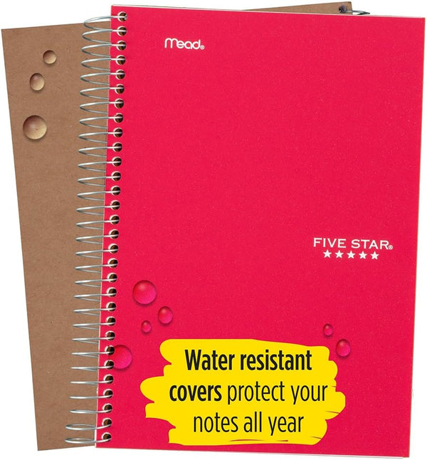 Five Star Spiral Notebook, 1 Subject, College Ruled Paper, 100 Sheets, Colored Small Note Book, Lined Paper, Home School Supplies for College