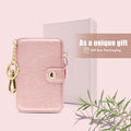 Keychain wallet, Rfid Blocking Credit Card Holder Leather, Zipper Card Case for Women Pink