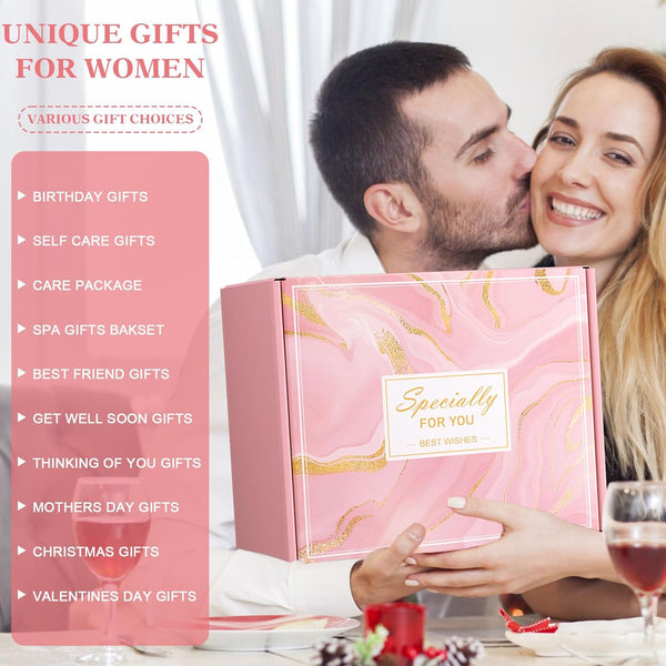 Birthday Gifts for Women Self Care Gift Set, Pink Relaxing Spa Gifts Basket Women Care Package Get Well Soon Gifts, Unique Mothers Day Presents