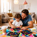 Cityrosy Scratch Art Paper Rainbow Sets for Kids 100 Pcs-Black Magic Scratch Off Craft Set Classroom Supplies Kits for Age 3-12 Kids Party Games