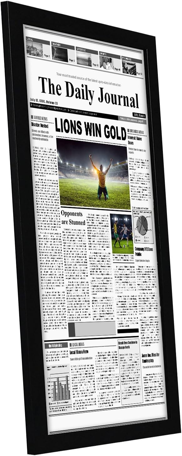 Americanflat 11x22 Newspaper Frame with Polished Plexiglass - Display for Assorted Media Articles - Signature Collection - Modern Picture Frame