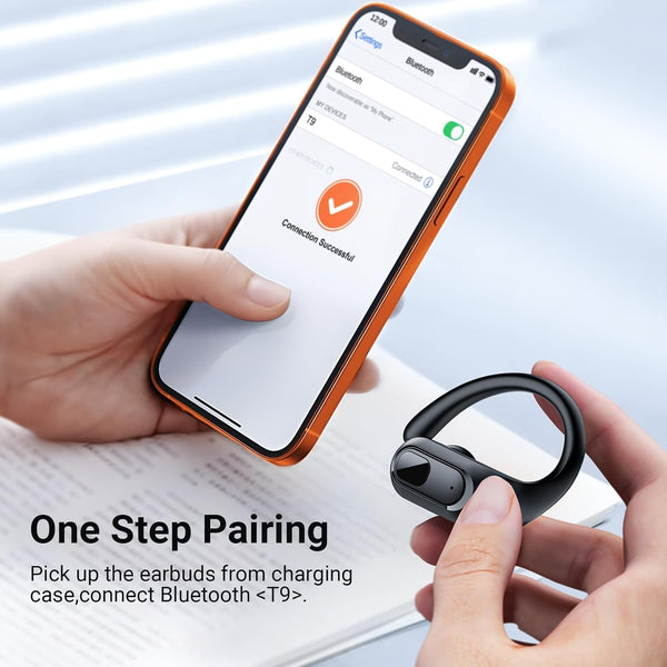 Occiam Wireless Earbuds Bluetooth Headphones Ear Buds 96Hrs Playback Sport Over-Ear Waterproof Wireless Headphones Earphones with Earhooks ENC