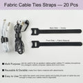 Electronics Organizer 7 Sections Clear Acrylic Cable Storage Bin Box Cord Holder with 20 PCS Reusable Fastening Fabric Cable Ties Straps Cord