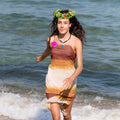 Princess Costume Accessories Hawaii Flowers Garland Headband Flower Hair Clips Necklace Halloween Party Favors Green